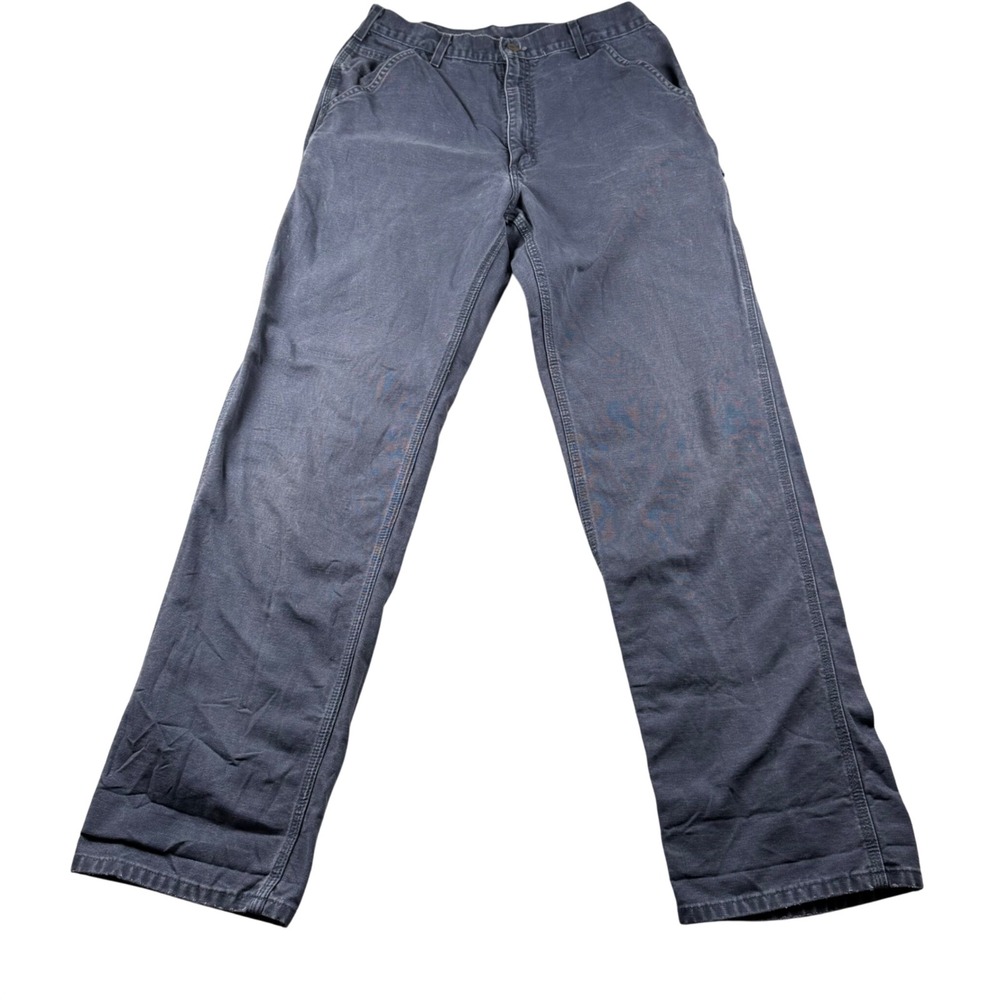 Carhartt B11 PTD Mens Gray Washed Duck Work Pants 34x32 Canvas Dungarees